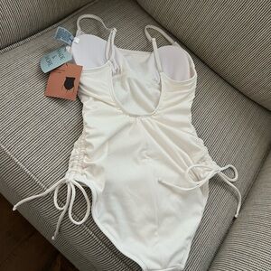 Shade & Shore Cream One-Piece Swimsuit with Side Ties